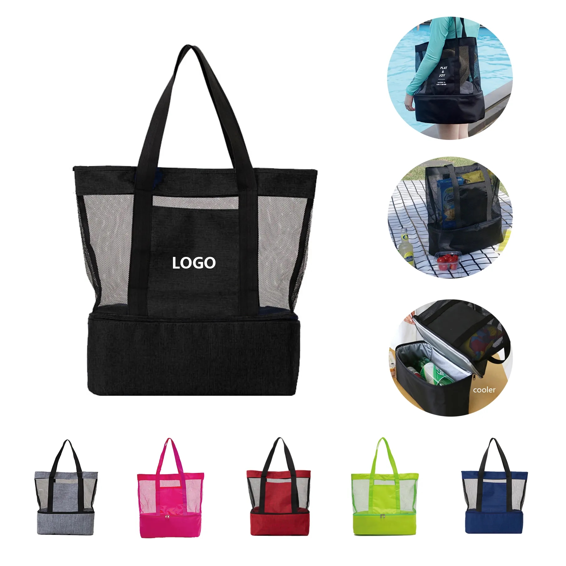 2 In 1 Mesh Tote Bag with Cooler 5