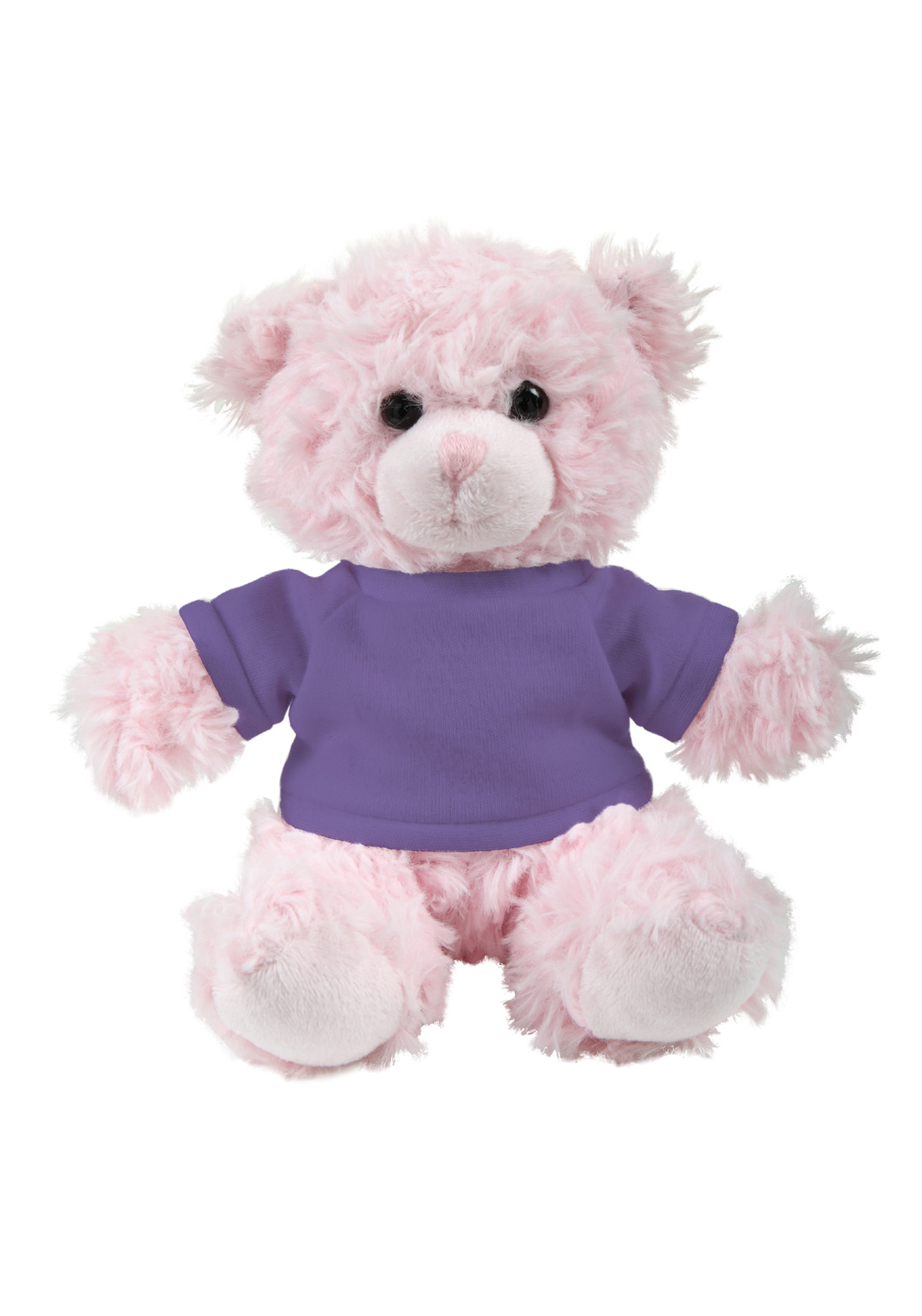 soft plush  Pink Curly Sitting Bear with t-shirt 3