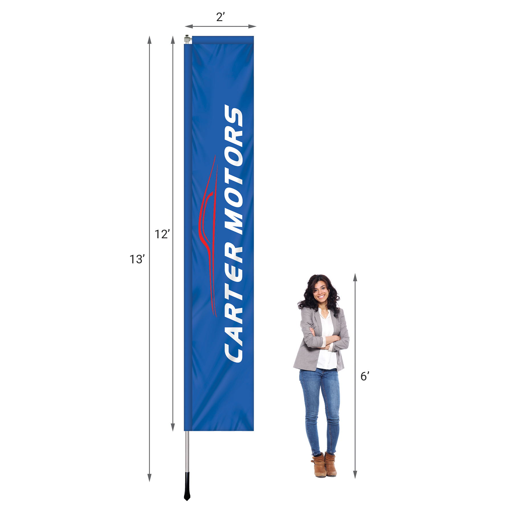 2' X 12' Custom Single Reverse Windchaser Flag Kit 3