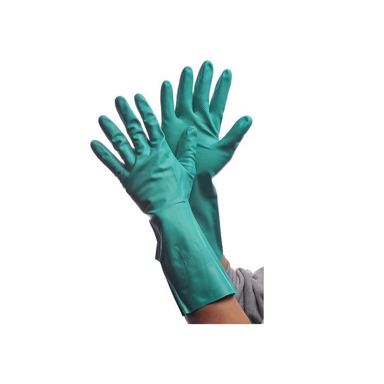 Flock Lined Nitrile Gloves - Green Medium 1