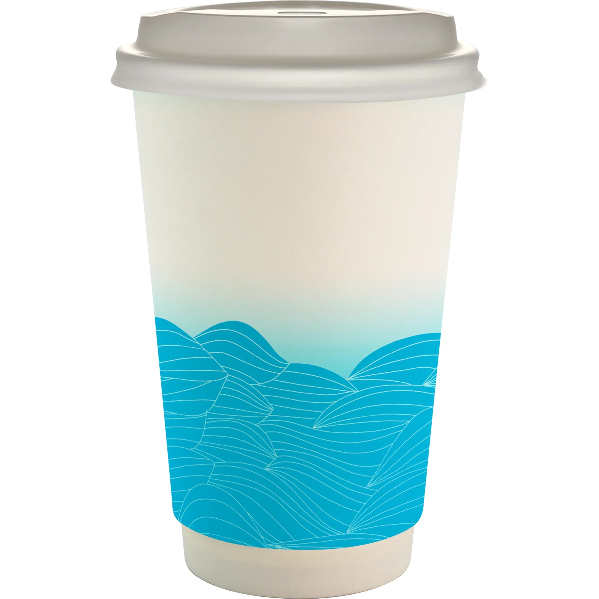 16 oz. Full Color Turbulent Waves Paper Cup With Lid 17