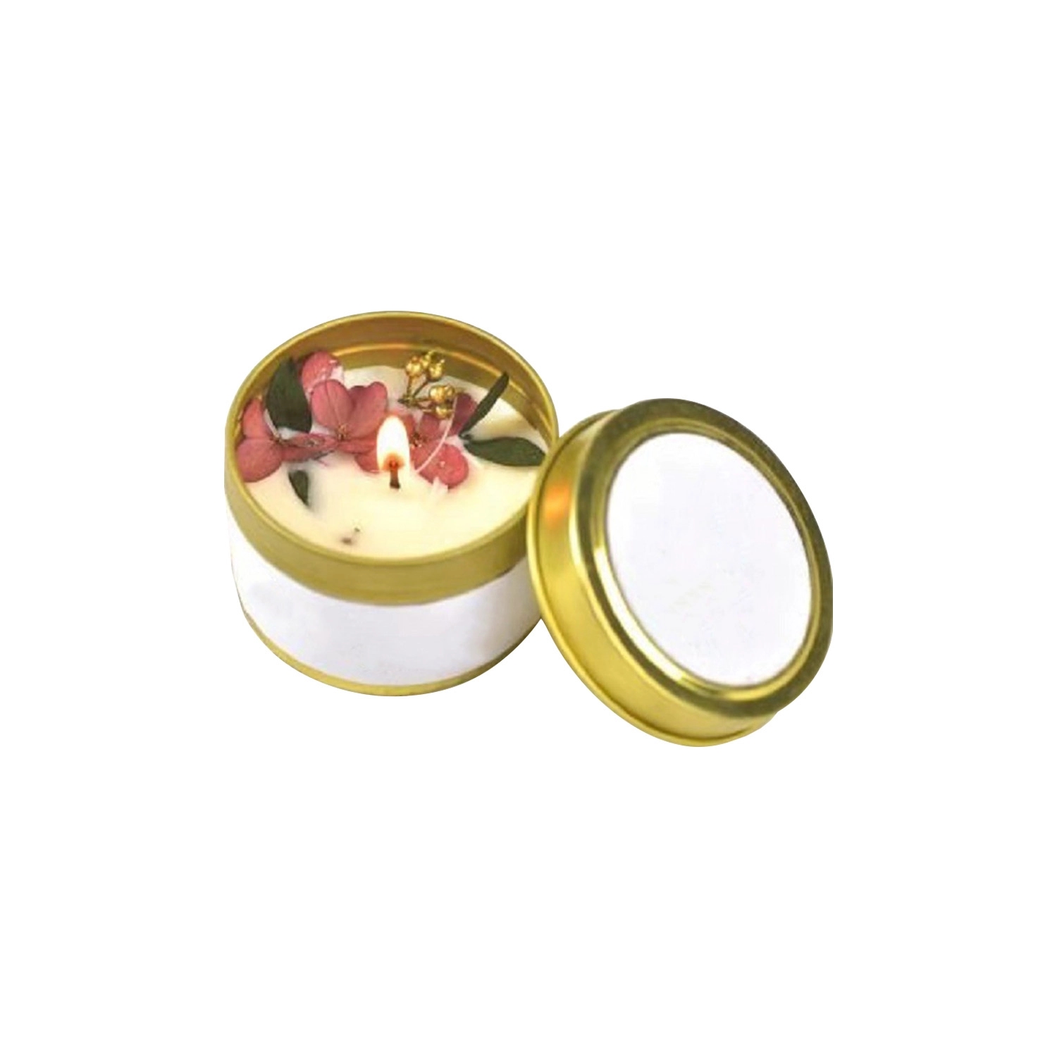 3Oz. Soy Wax Aromatherapy Candles W/ Preserved Flower In Tin 3