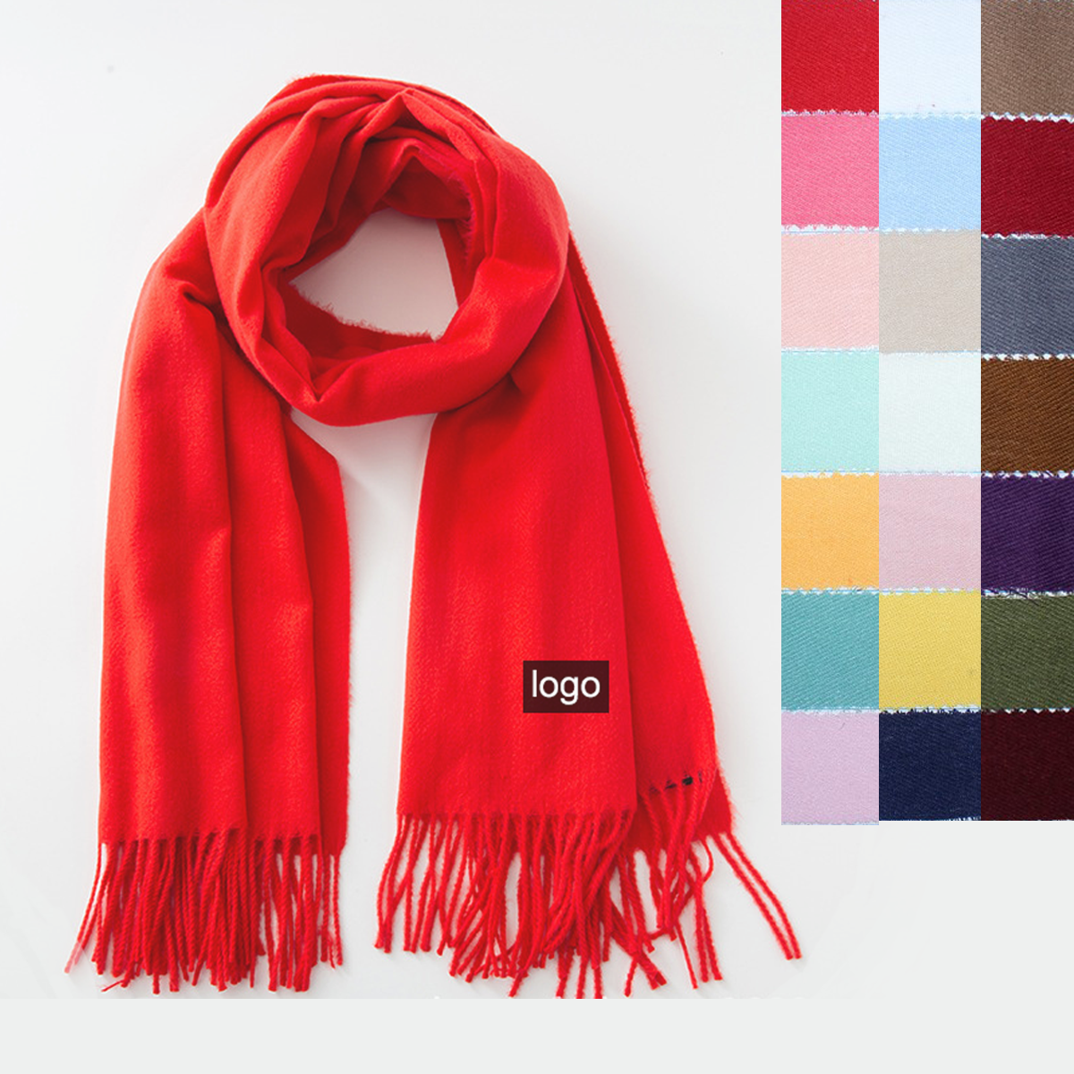 Imitation Cashmere Scarf With Fringe(Labeling) 2