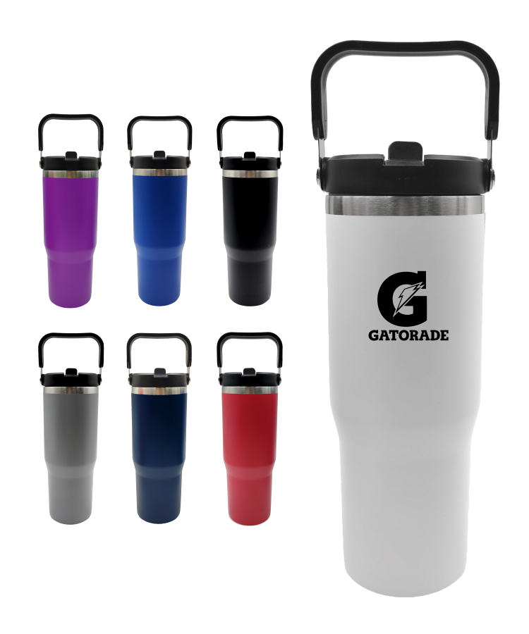 30oz SS Double Wall Vacuum Mug & Straw Lid with Twist Closure 2
