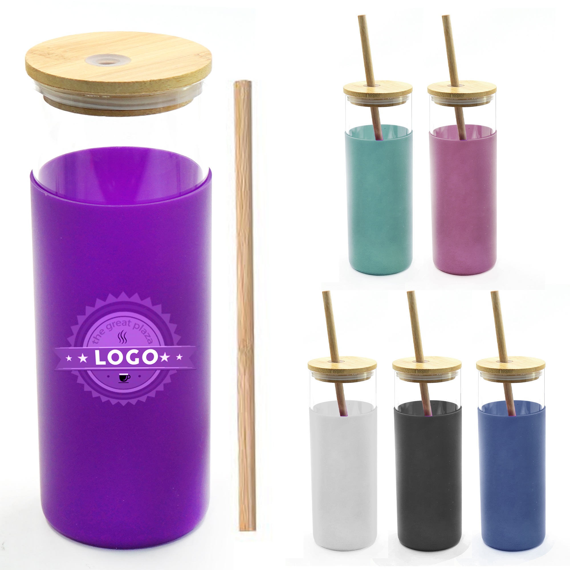 17 Oz Glass Tumbler Water Bottle with Straw 3
