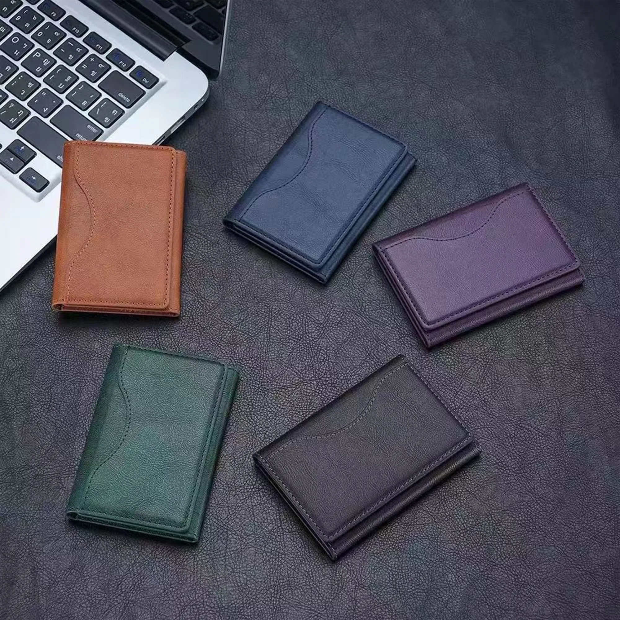 Triple Fold Magnetic Leather Card Holder 8