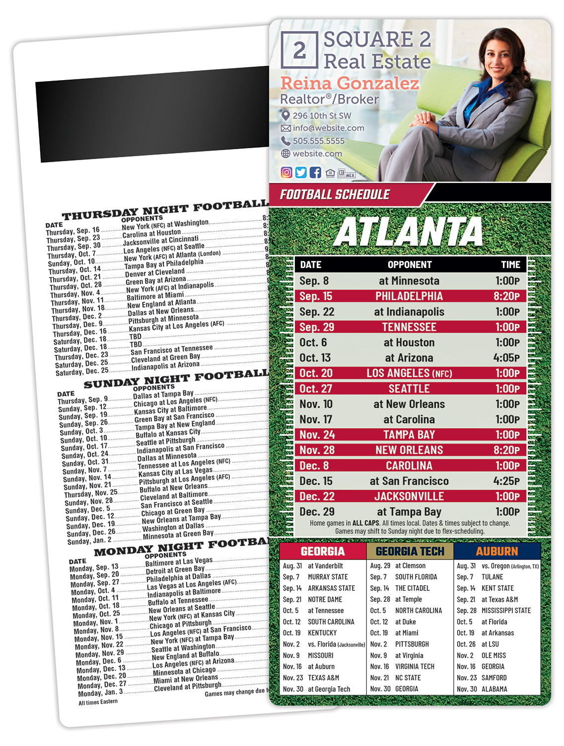 Football Schedule Laminated Card/Postcard with Magnet Strip 3.5x8.5 - 14 pt. 1