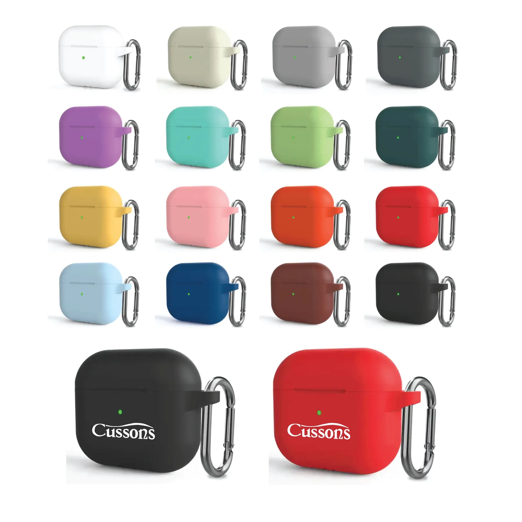 Silicone AirPods Case with Carabiner 2nd or 3rd Gen