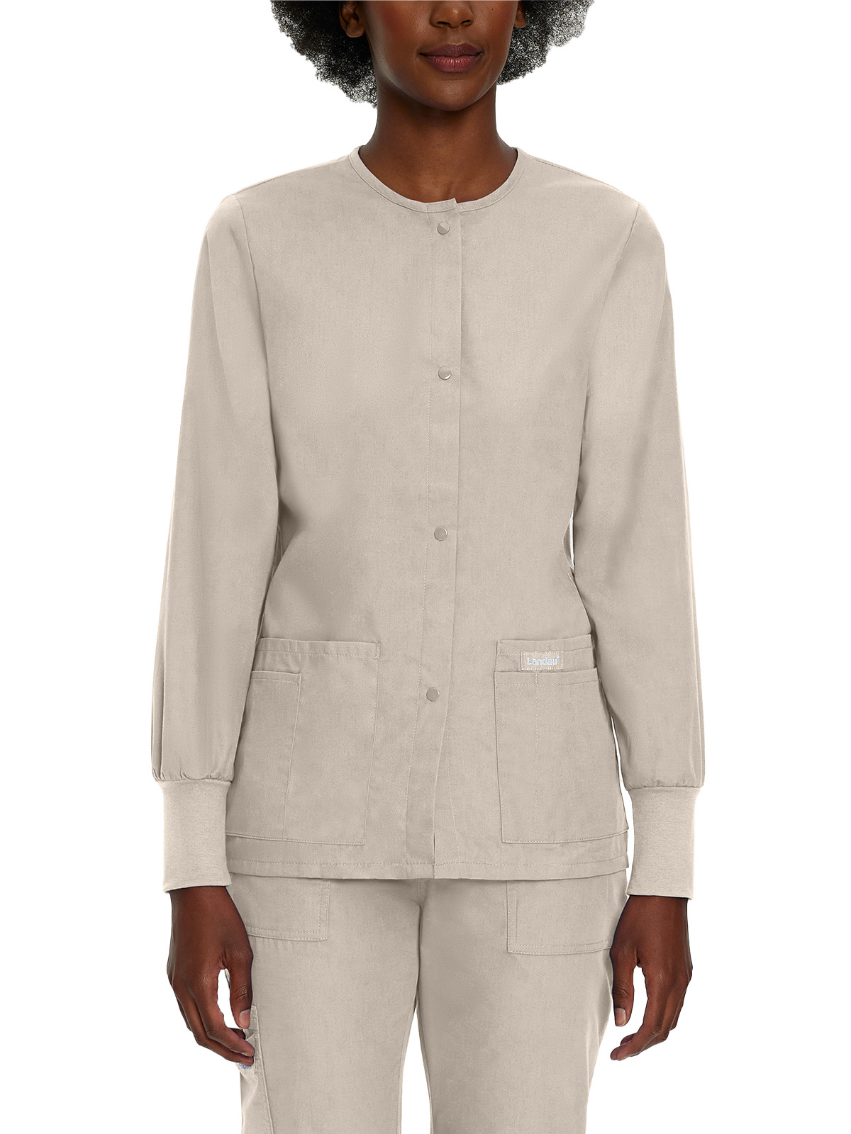 Landau - Essentials - Women's Four-Pocket Crew Neck Warm-Up Jacket 42