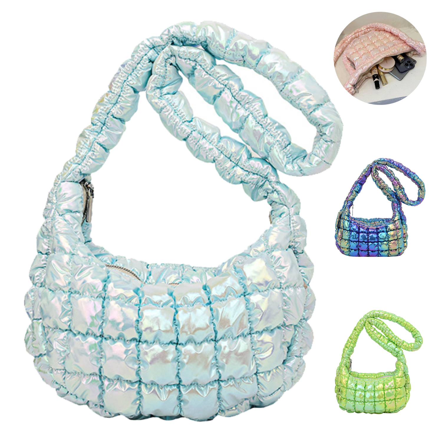 Soft Wrinkled Shiny Nylon Crossbody Bag 8