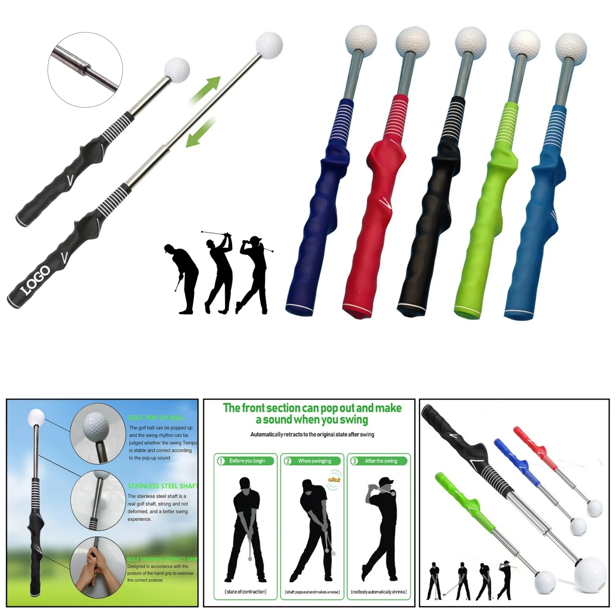 Retractable Golf Swing Trainer Stick 4