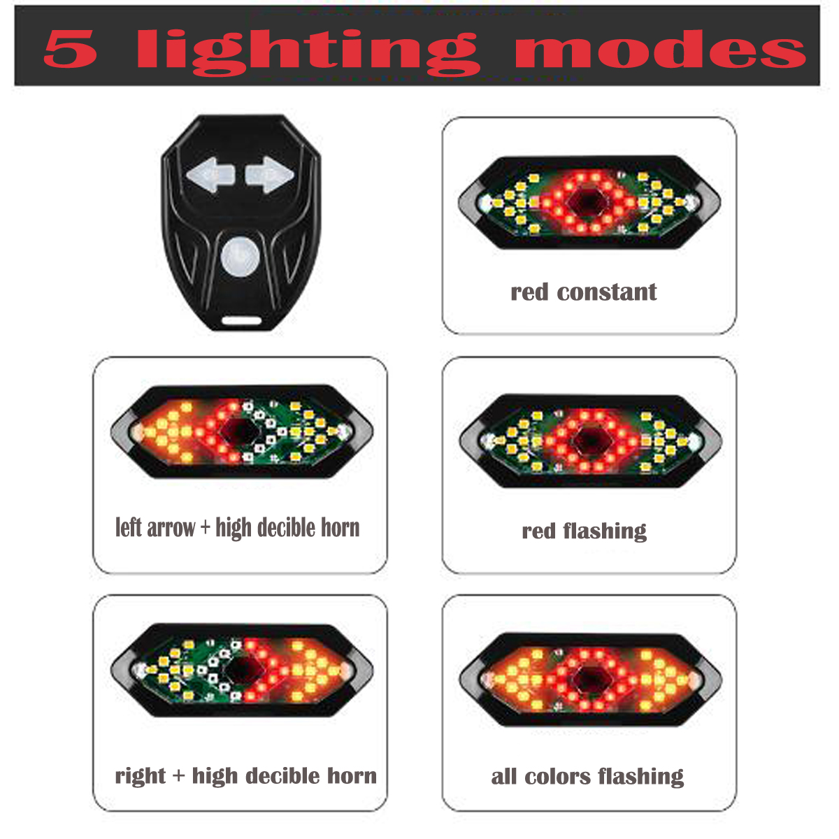 Remote Control Bike Tail Light with Horn 4