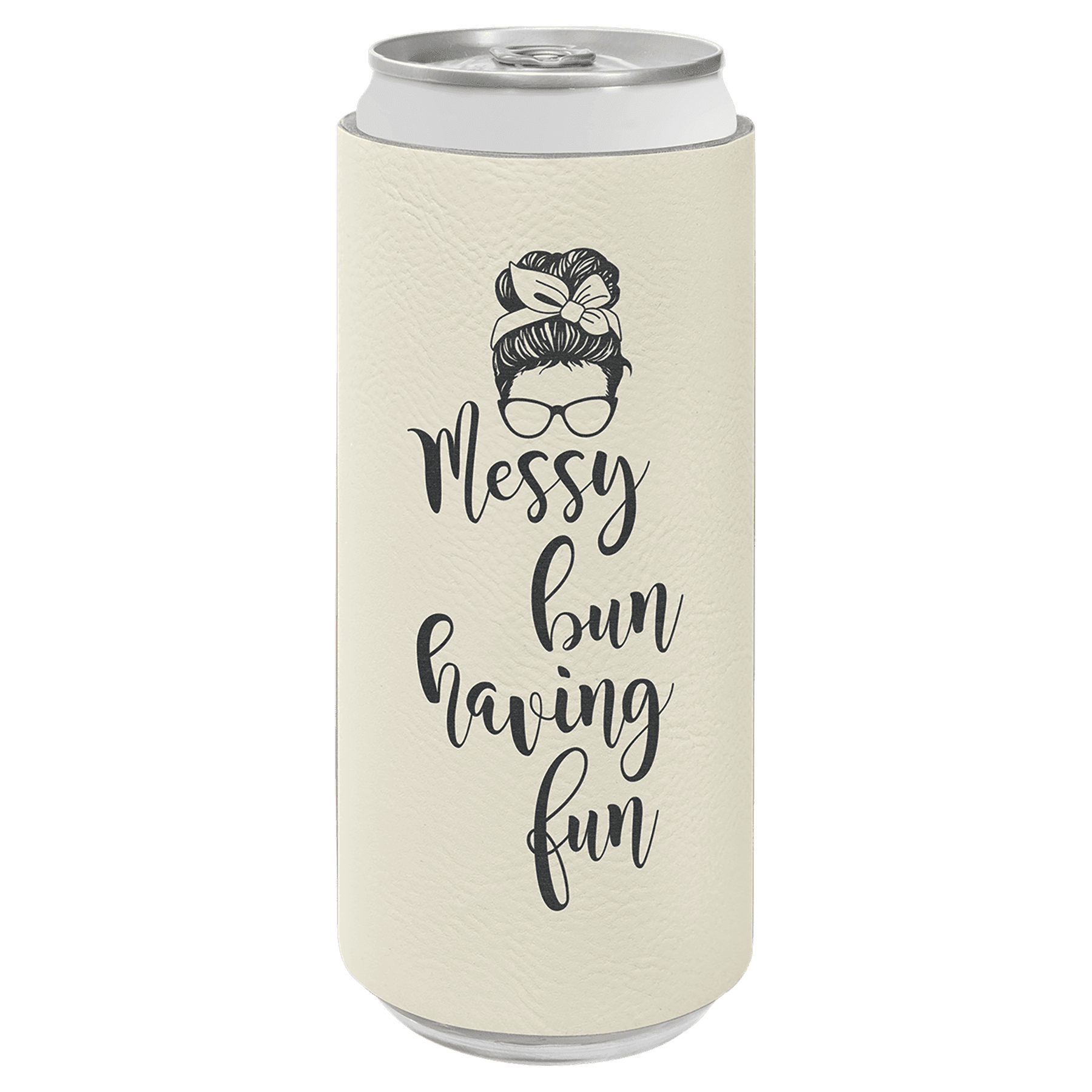White Leatherette Slim Beverage Holder 1