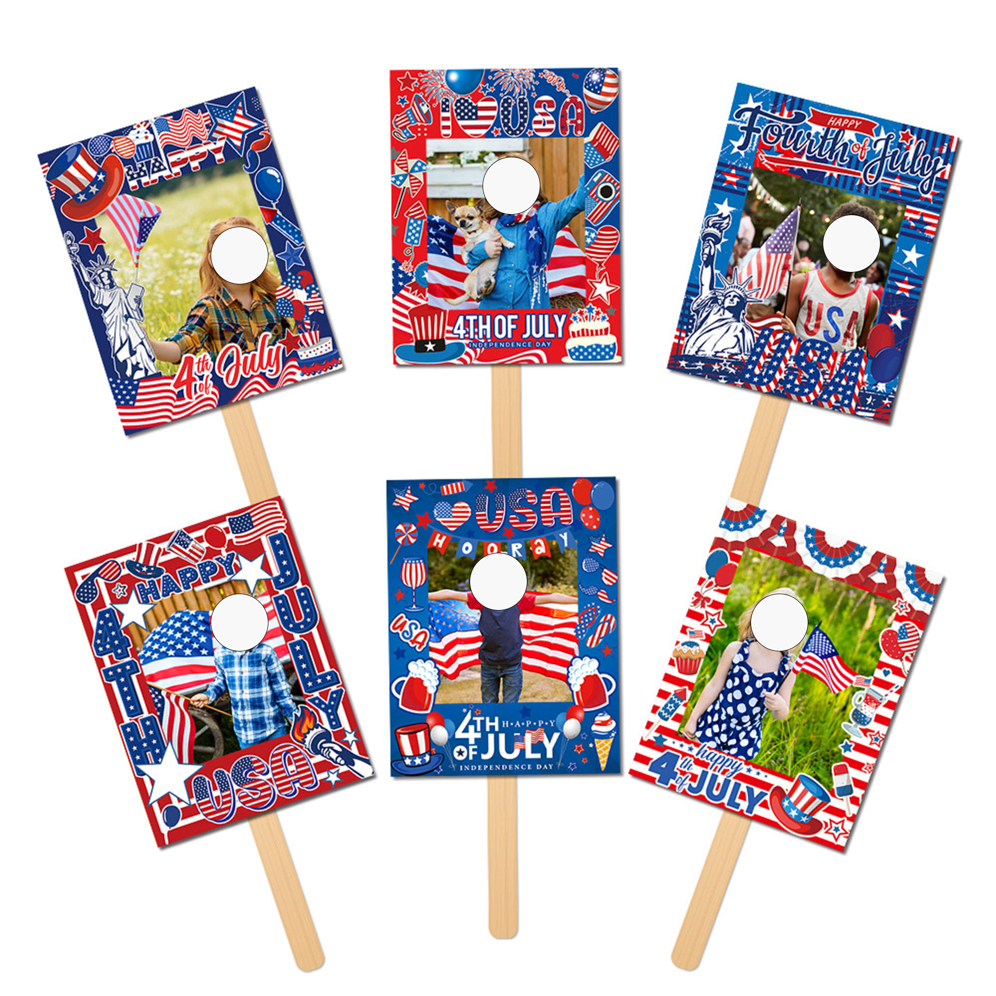 Independence Day Photo Frame Prop Handheld Flag 1