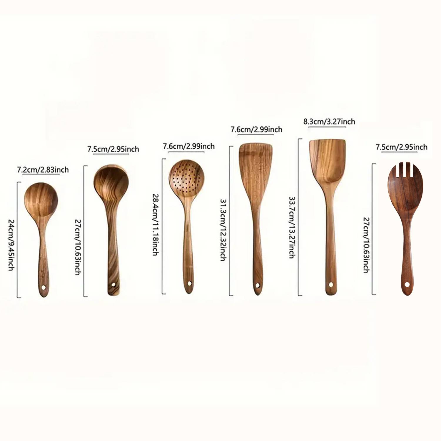 Kitchen 6-Piece Wooden Spoon Skimmer Turner Set 2