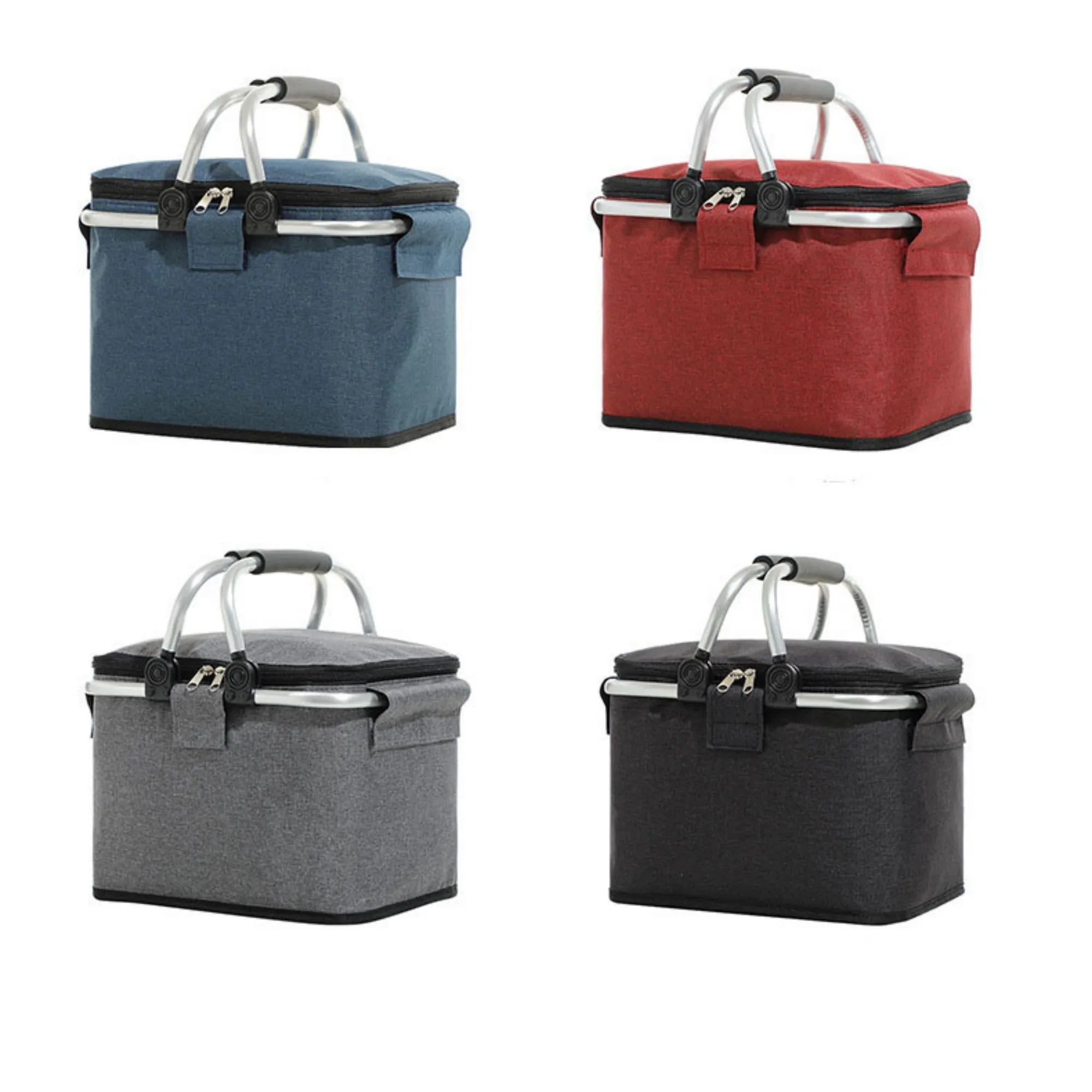 Custom Large Foldable Picnic Basket with Aluminum Handle 1