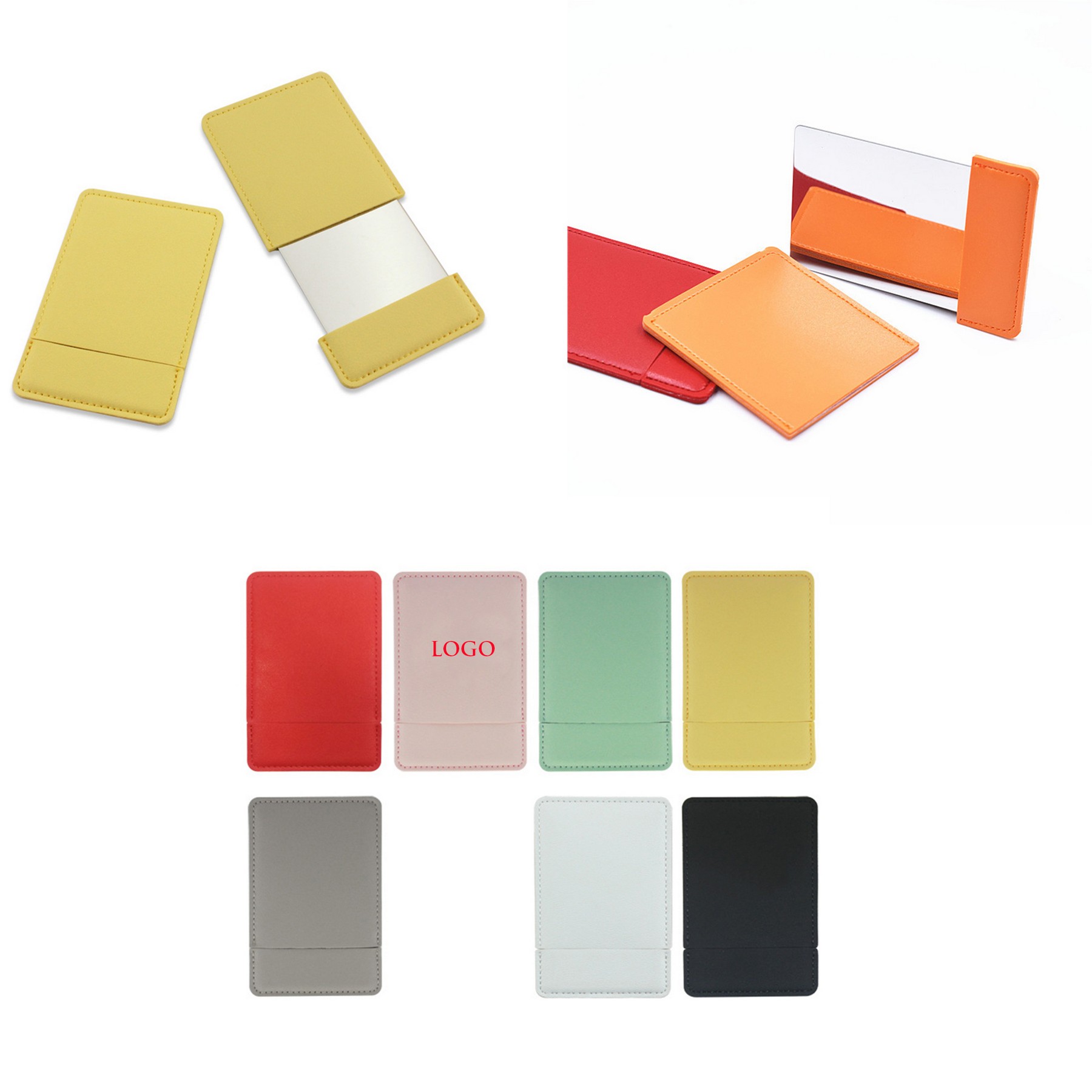 Creative Pu Leather Stainless Steel Mirror With Key Ring 1