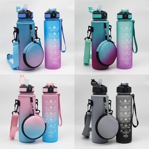 1L Time Marker Water Bottle With Sleeve And Phone Pouch 2
