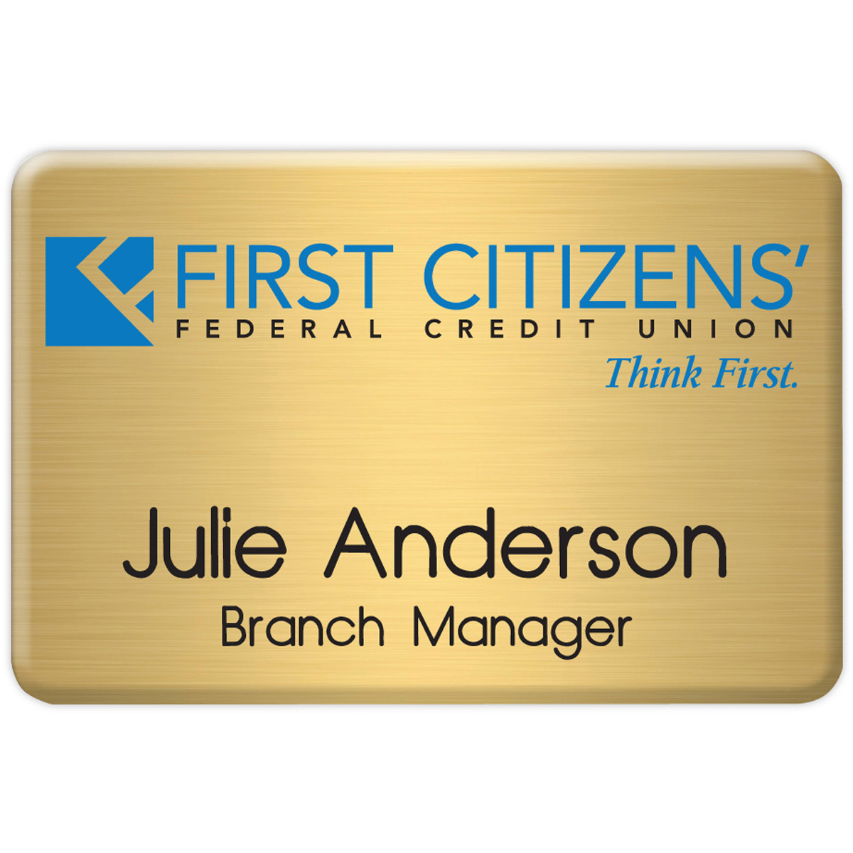 New York Custom Metal Name Badge (Custom sized between 6 and 9 sq. in.)