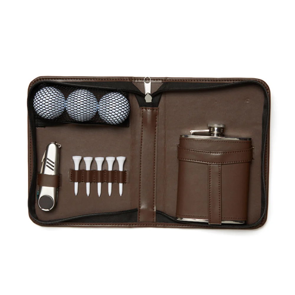 Leather Golf and Flask Carry Kit 4