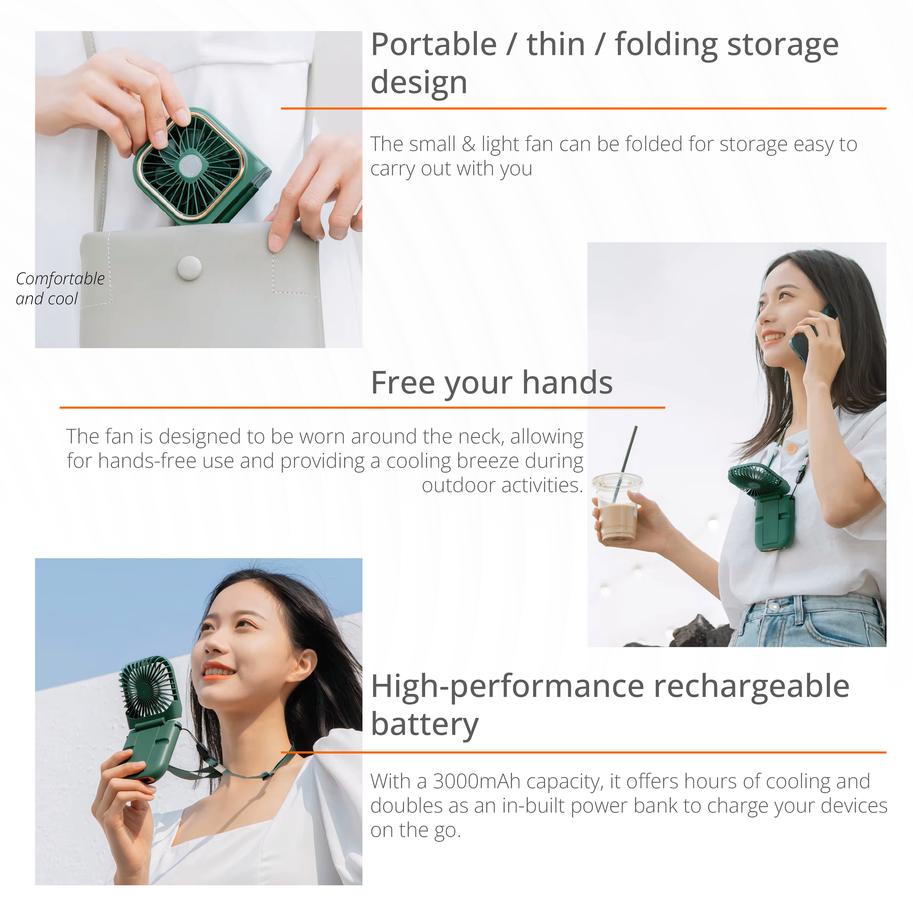 FoldCharge Mini — Folding Fan & 3000mAh Power Bank 2
