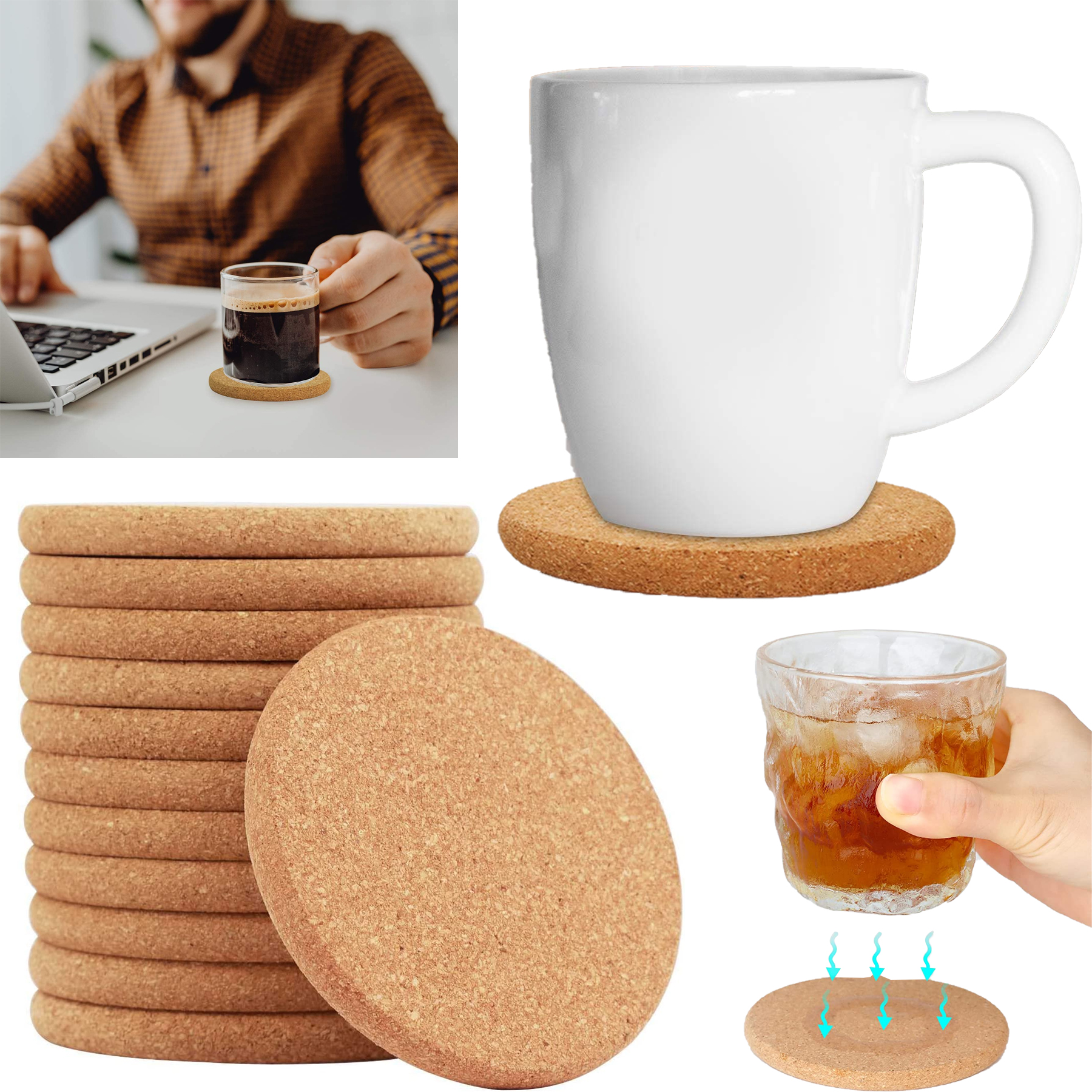 Cork Round Edge Coasters 3
