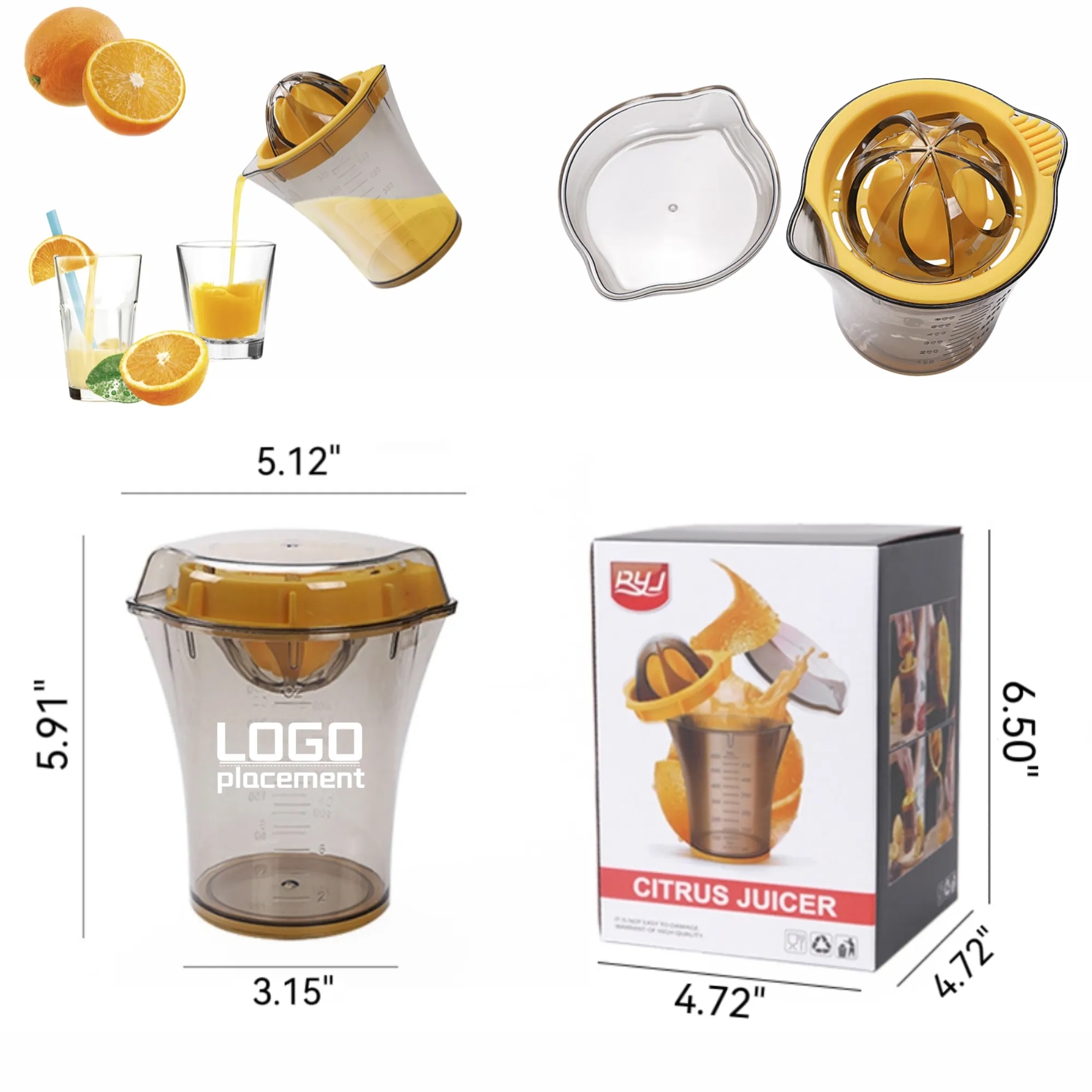 Portable Manual Lemon Orange Juicer, Fruit Press Gift Boxed 3
