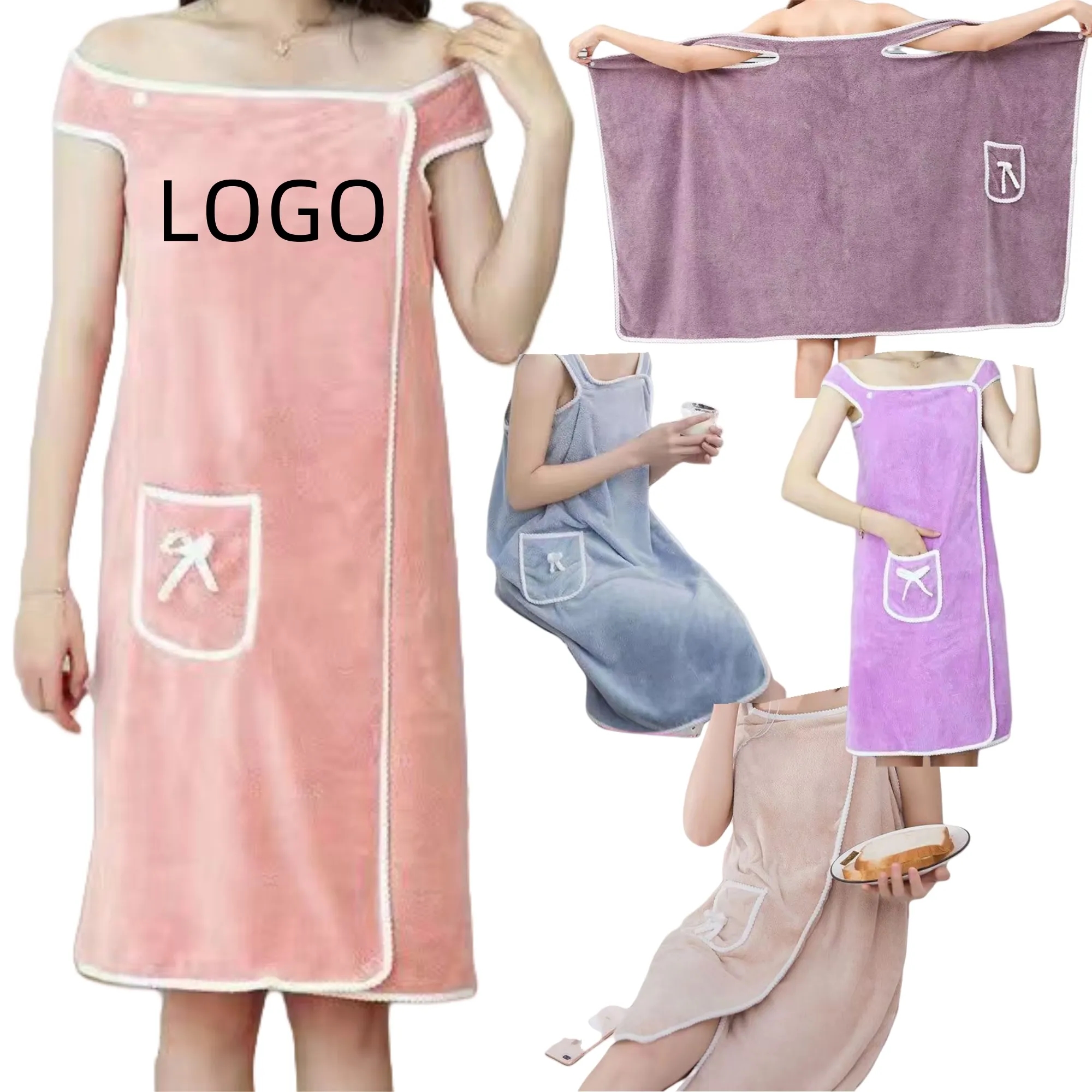 Soft Coral Fleece Sleeveless Bathrobe 7