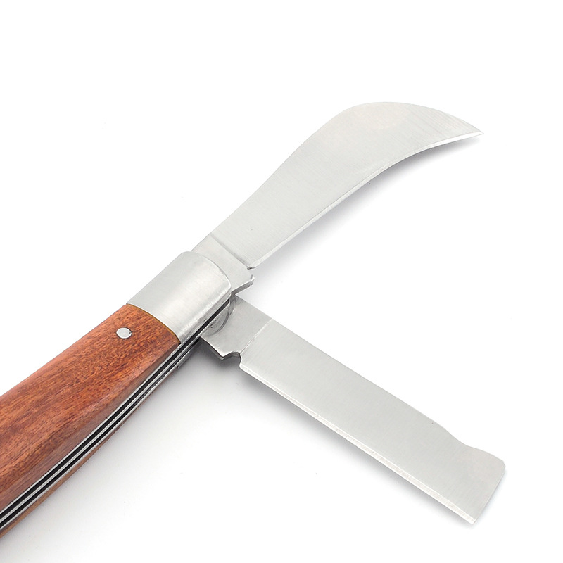 Stainless Steel Folding Pocket Knife with Wooden Handle 2