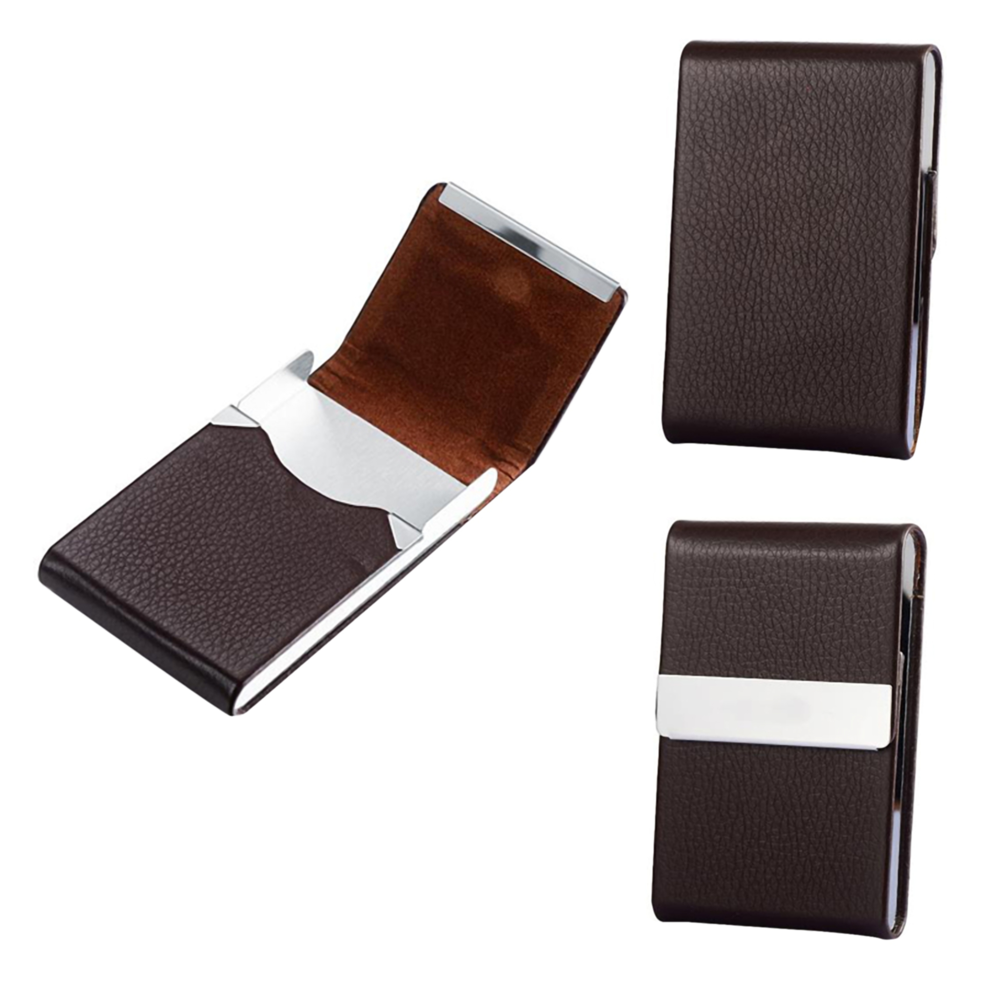 Premium Faux Leather Metal Business Card Holder 4