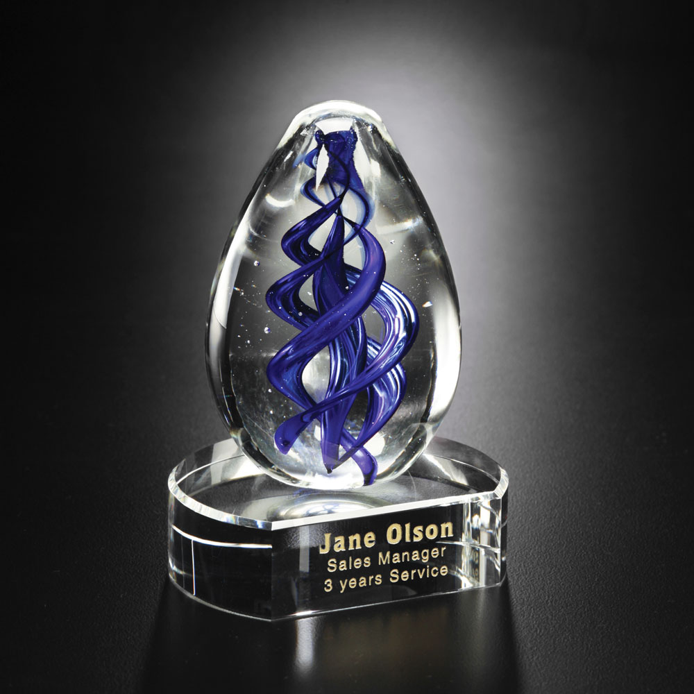 Blue Swirl on Clear Base 12