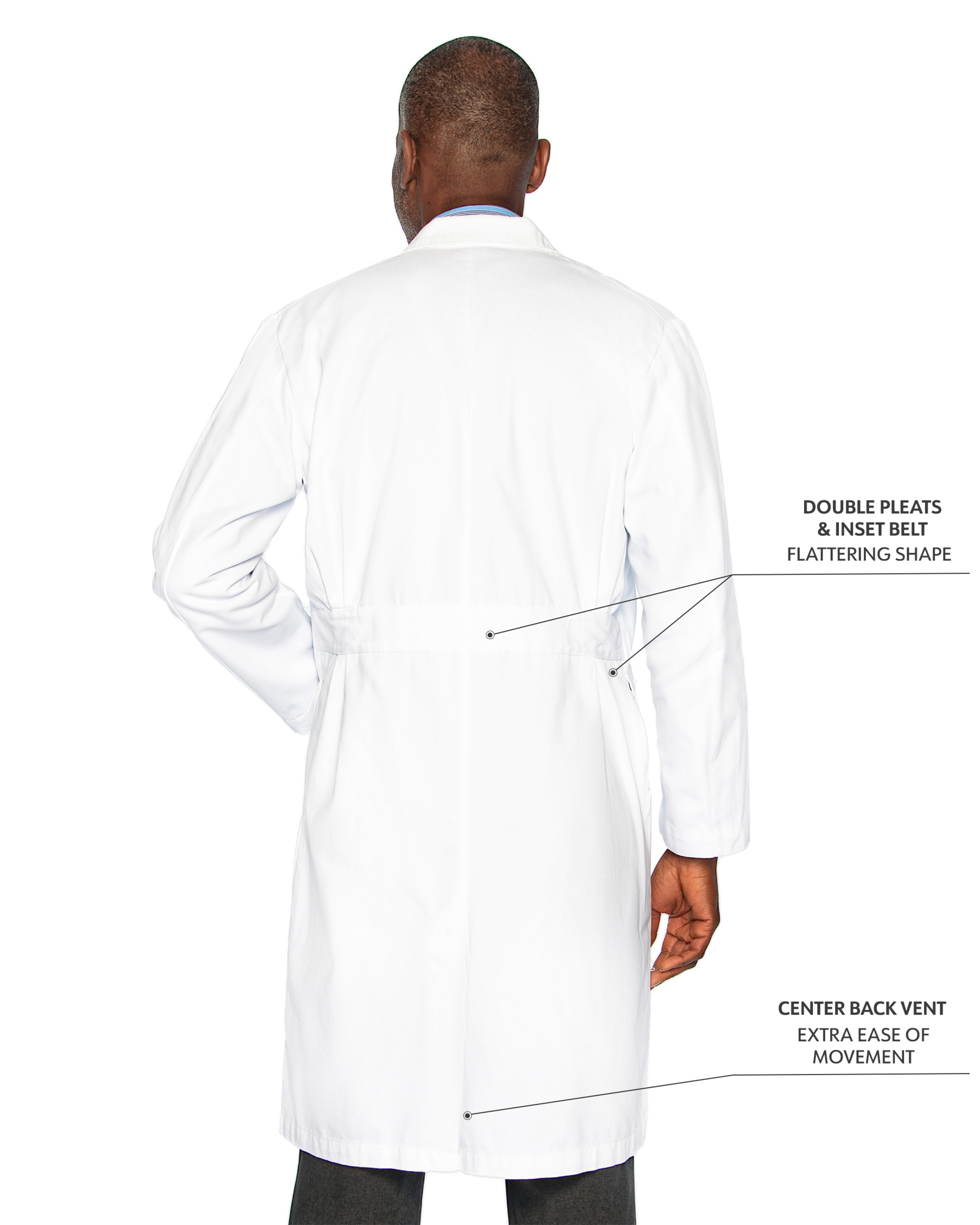 Landau - Essential Lab Coats - Men's Three-Pocket 100% Cotton 43.5" Full-Length Lab Coat 3