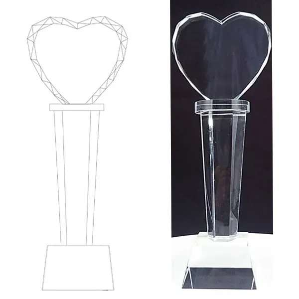 Optical Crystal Heart Shaped Tower Award 3