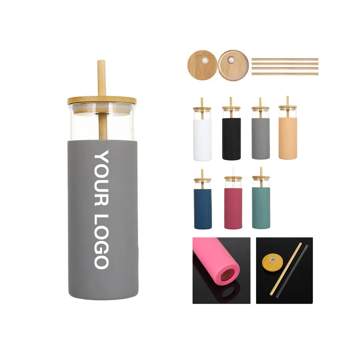 Reusable Glass Bottle with Silicone Sleeve 8