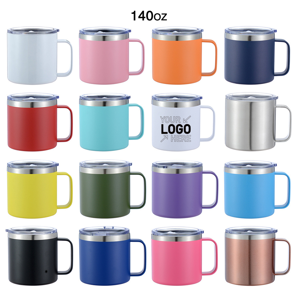 14oz Stainless Steel Coffee Cup Mug With Lid And Handle 2