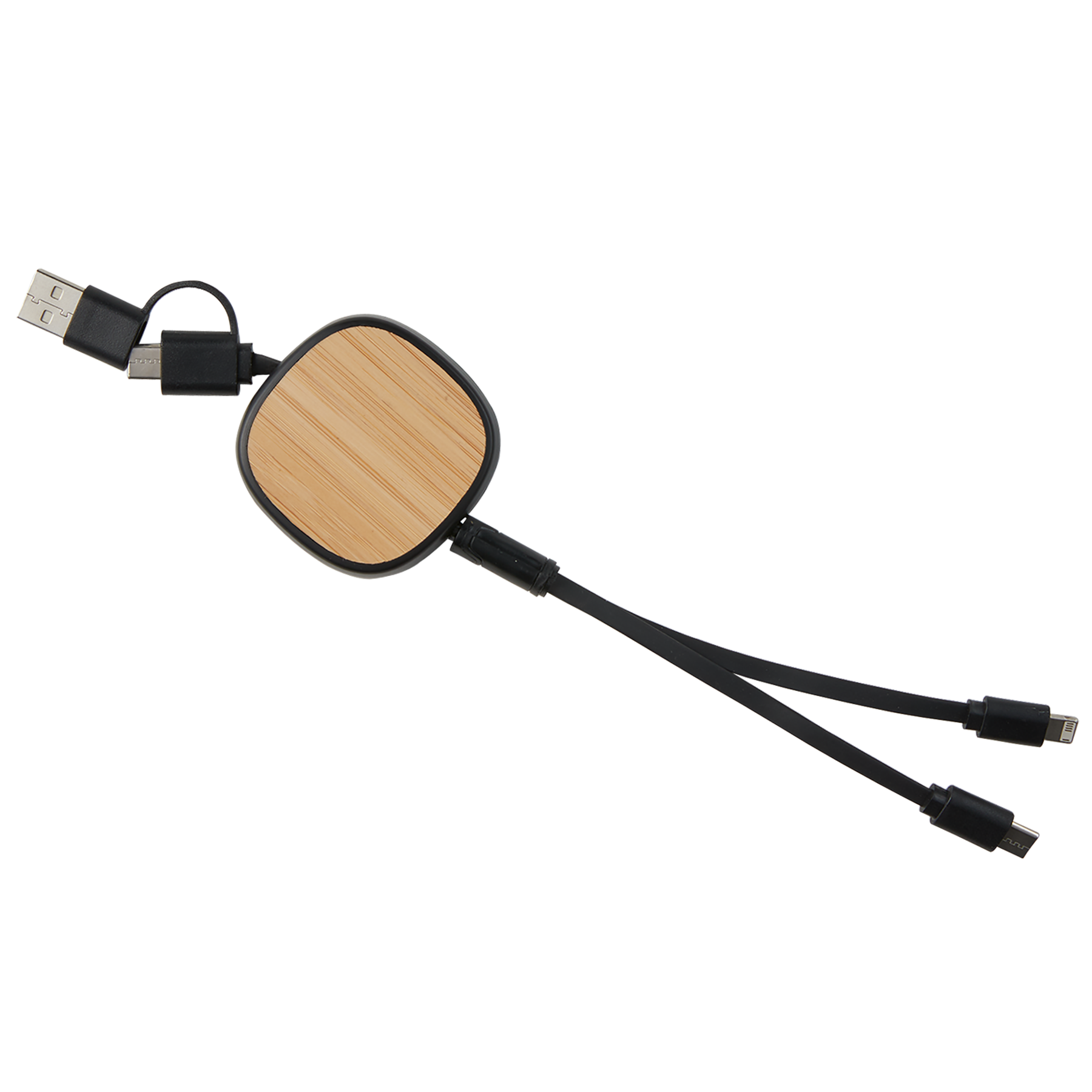 Dual Input 3-IN-1 Bamboo Retractable Cable 10