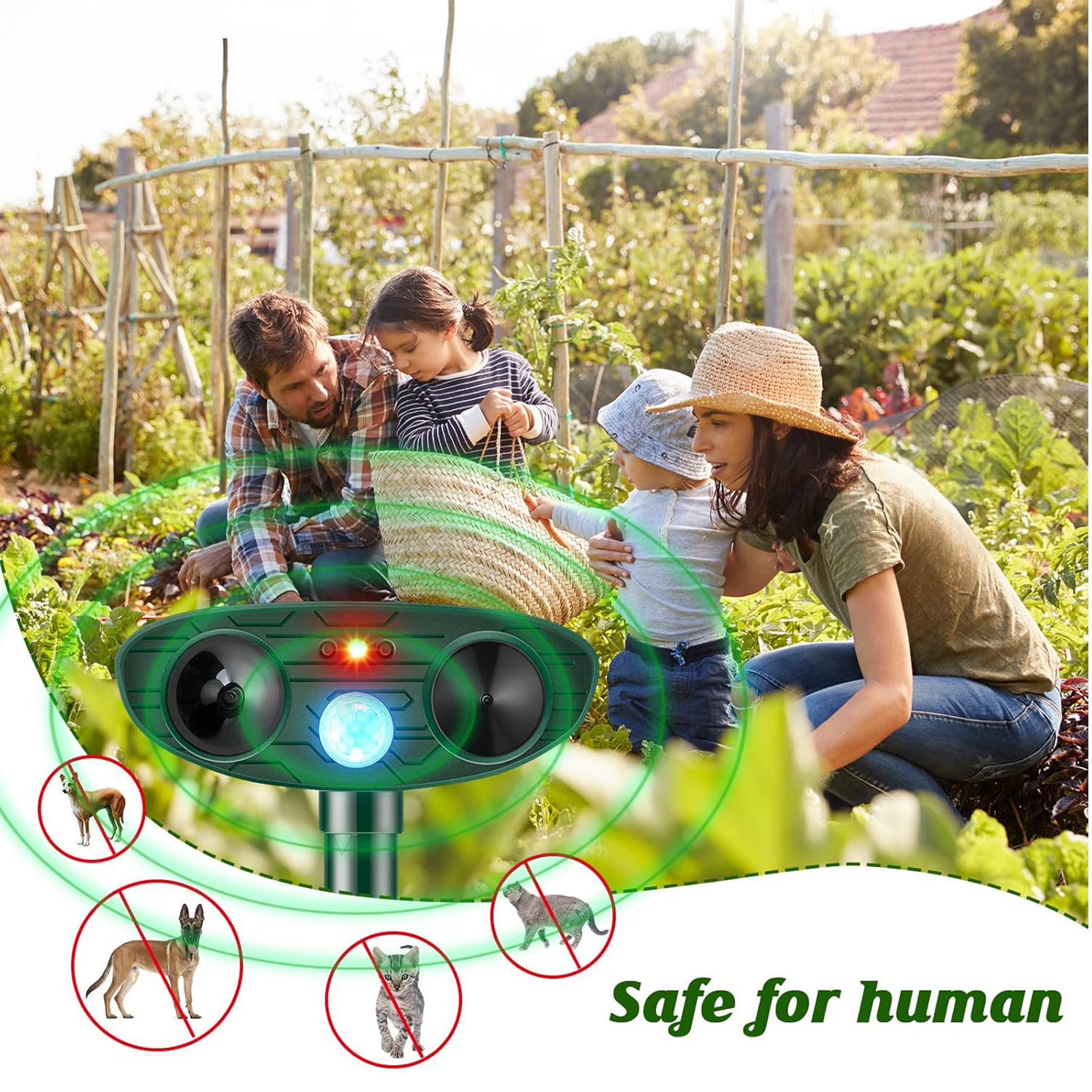 Solar Powered Outdoor Ultrasonic Animal Repeller 6