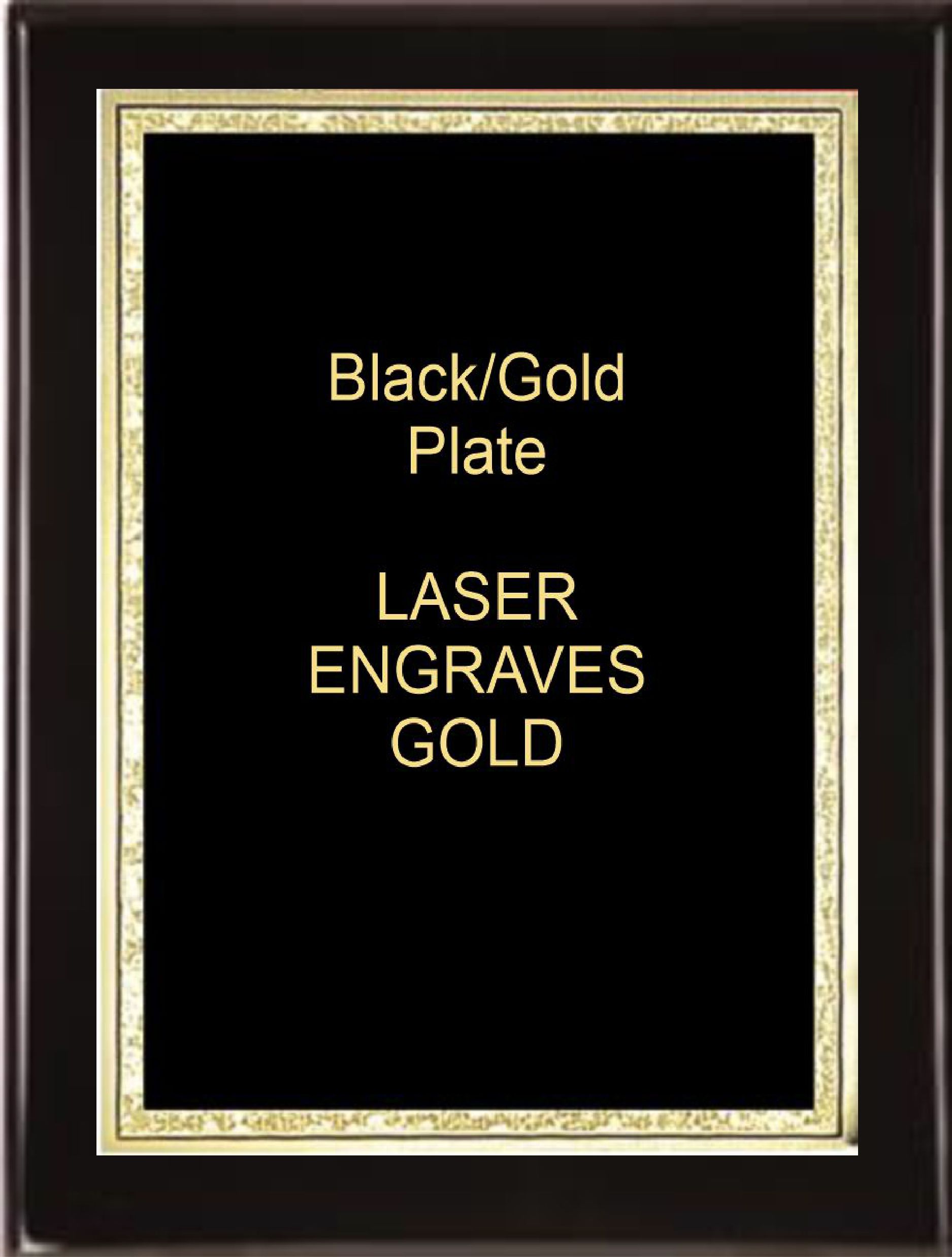 7-1/4" x 9-1/4" Black Piano Finish Standing Plaque with a Black Florentine Plate 1