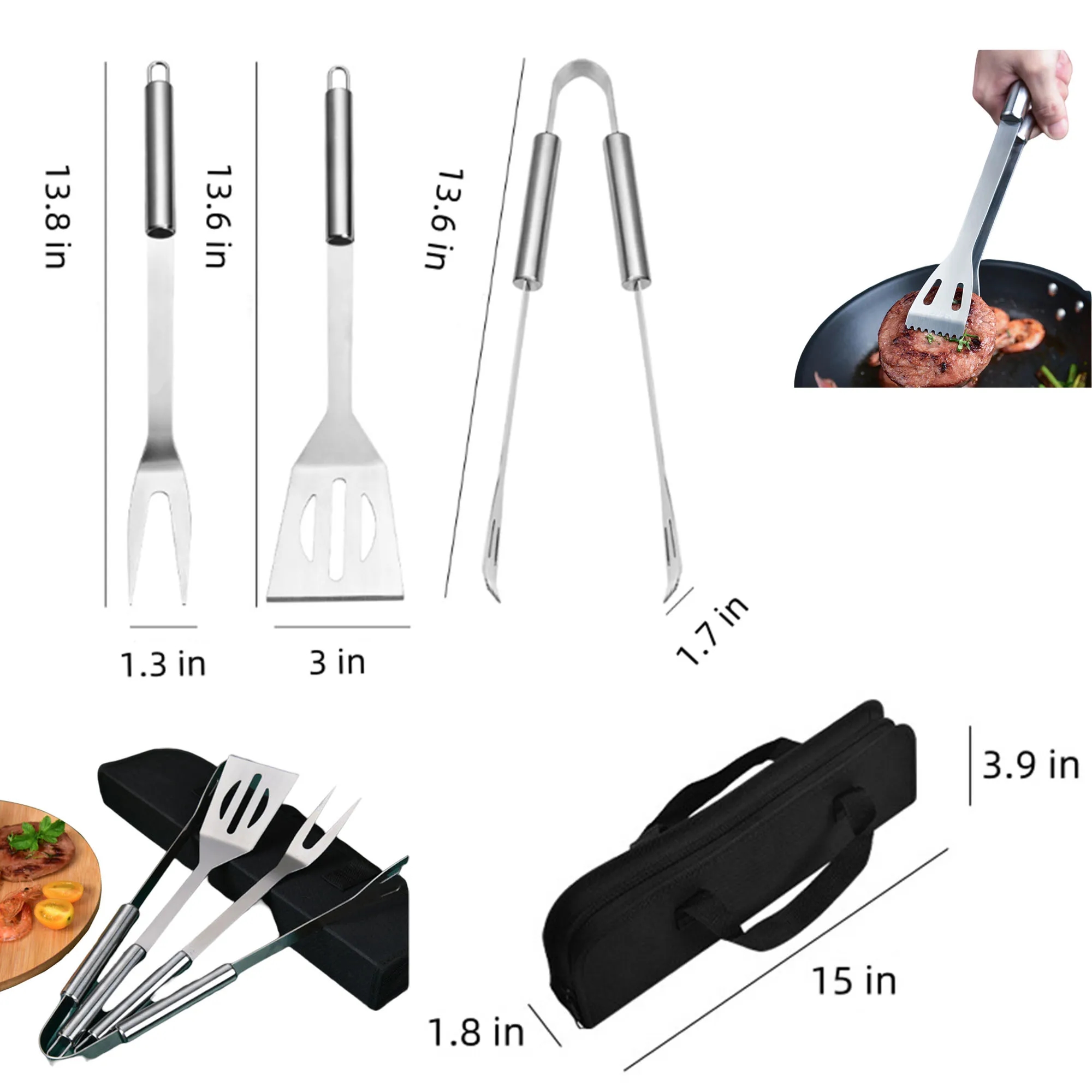 4-Piece Barbeque Grilling Tool Set 7