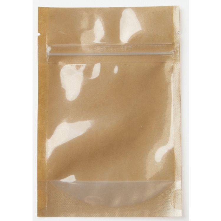 One Color Stand Up Kraft Pouch w/Clear Back (5"W x 8"H x 2.5"D) 3