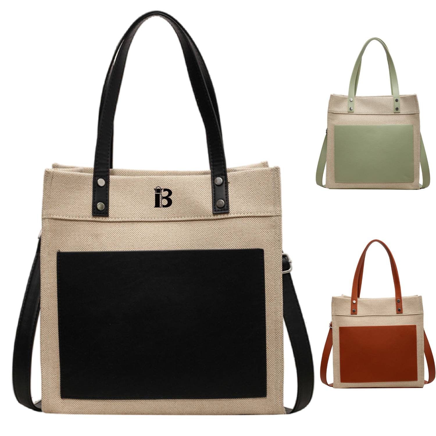 Canvas Tote Bag Minimalist Clash of Colors Customized, custom tote bag with logo imprint 1