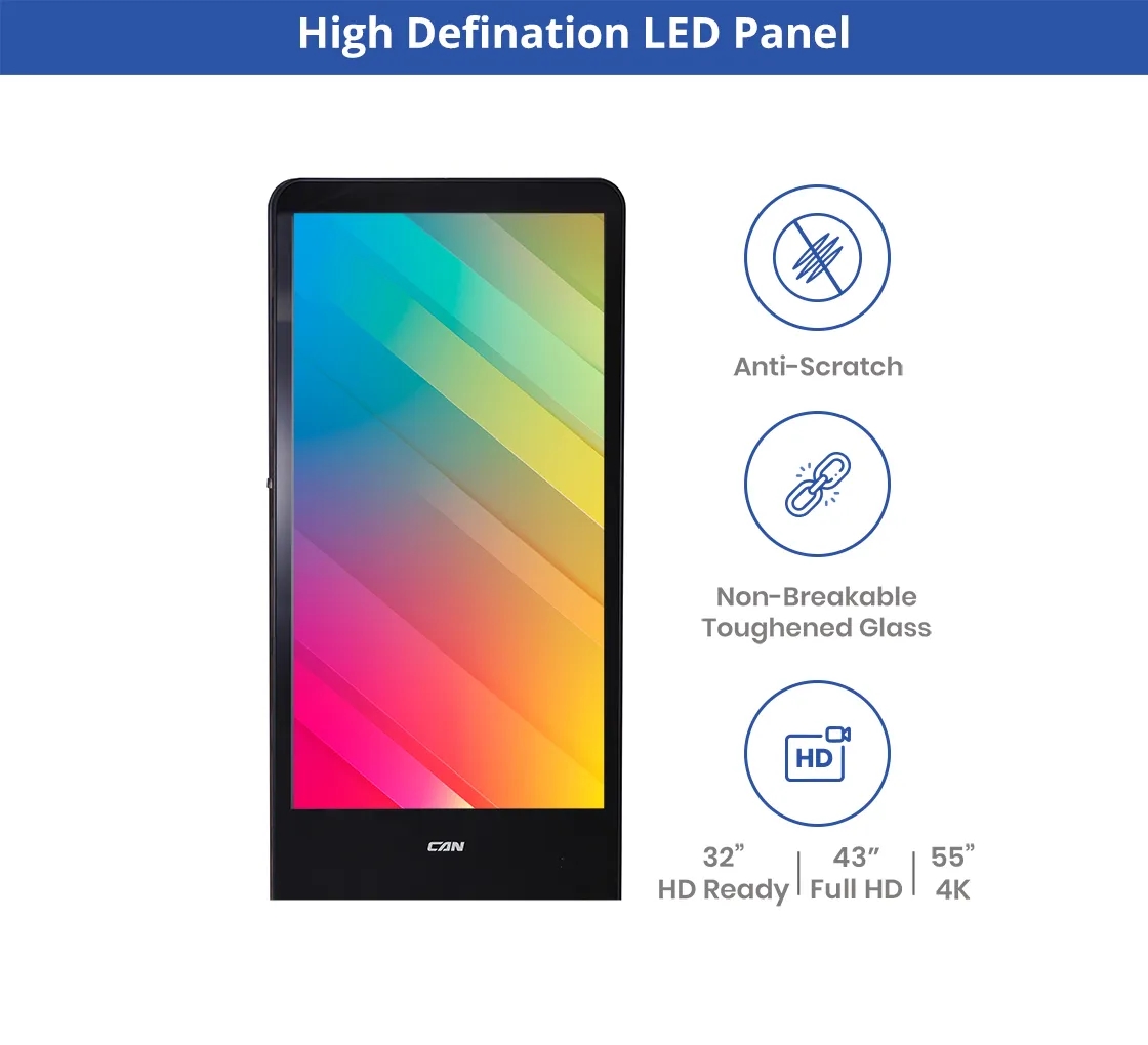 Portable LED Digital Display Signage with Wheels 55 Inch 2