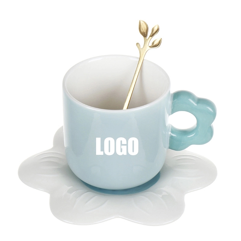 Custom 8 oz Ceramic Coffee Mug Saucer Set 3