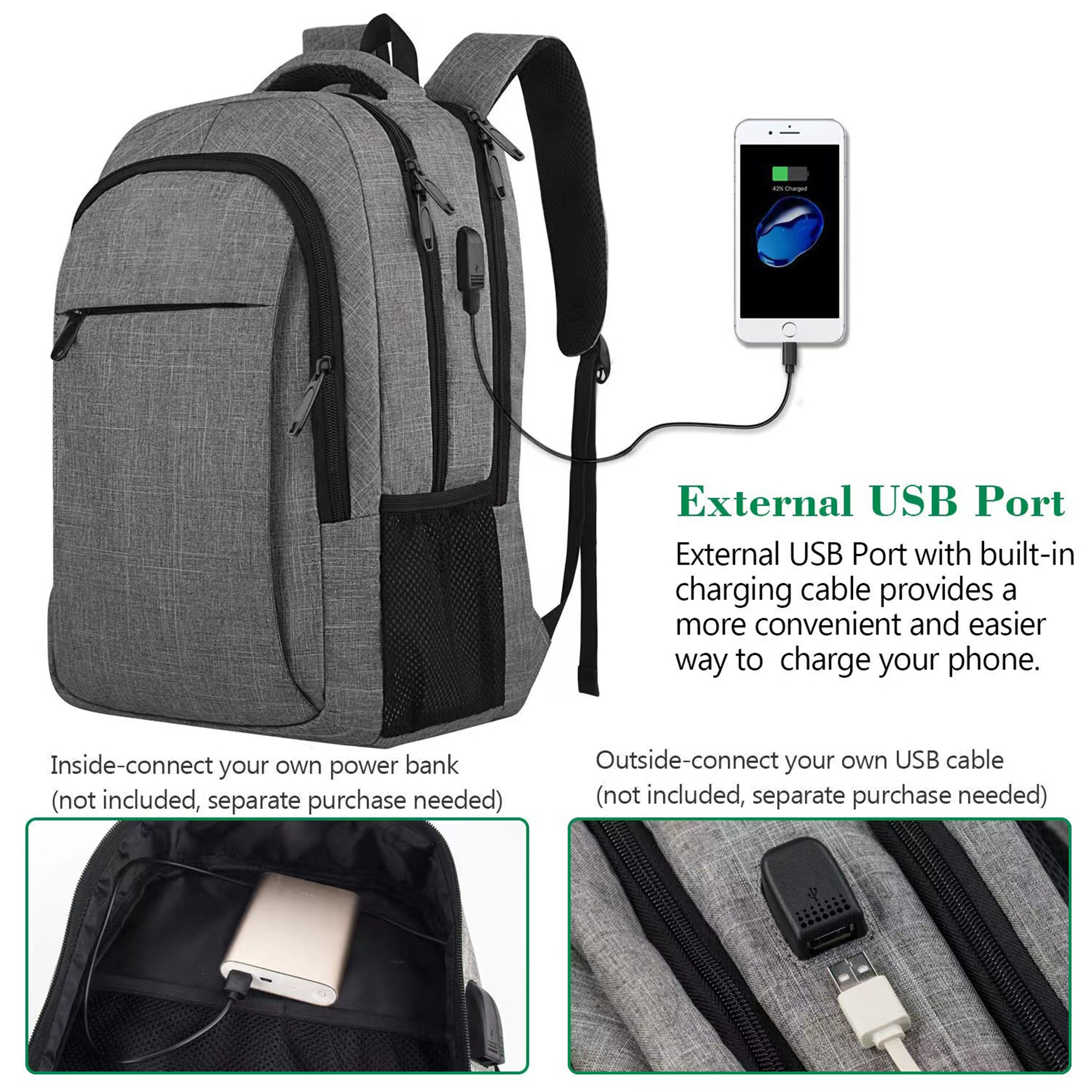 18 Inch Travel Laptop Backpack With USB Charging Port 5