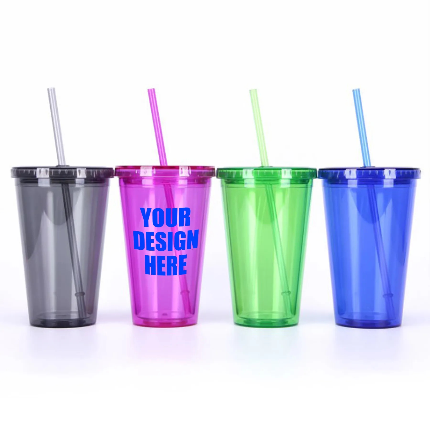 16oz Transparent Acrylic Tumbler With Straw MOQ48 1