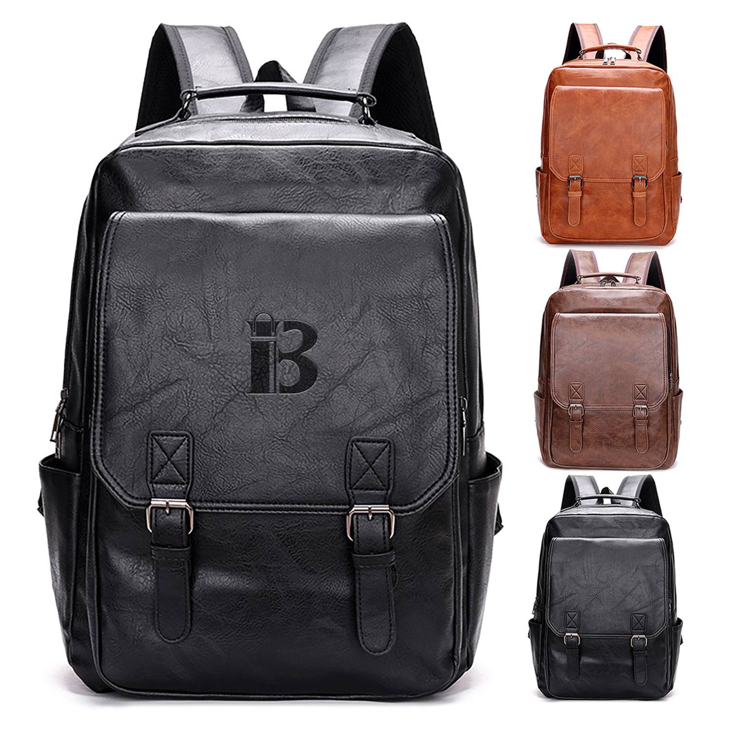 Large Capacity Waterproof Pu Business Travel Backpack 8