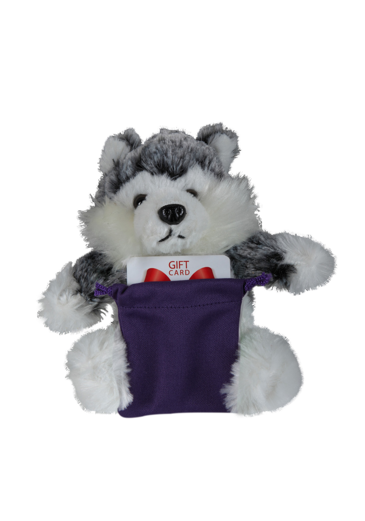 soft plush Husky with gift card sack