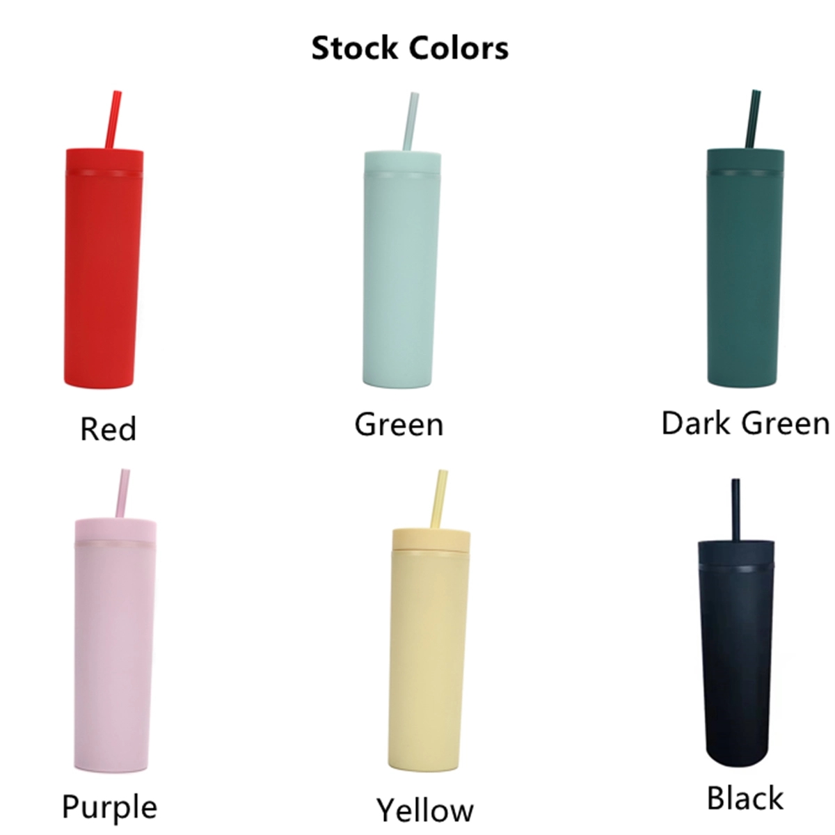 16Oz Colored Skinny Tumblers With Lids And Straws 6
