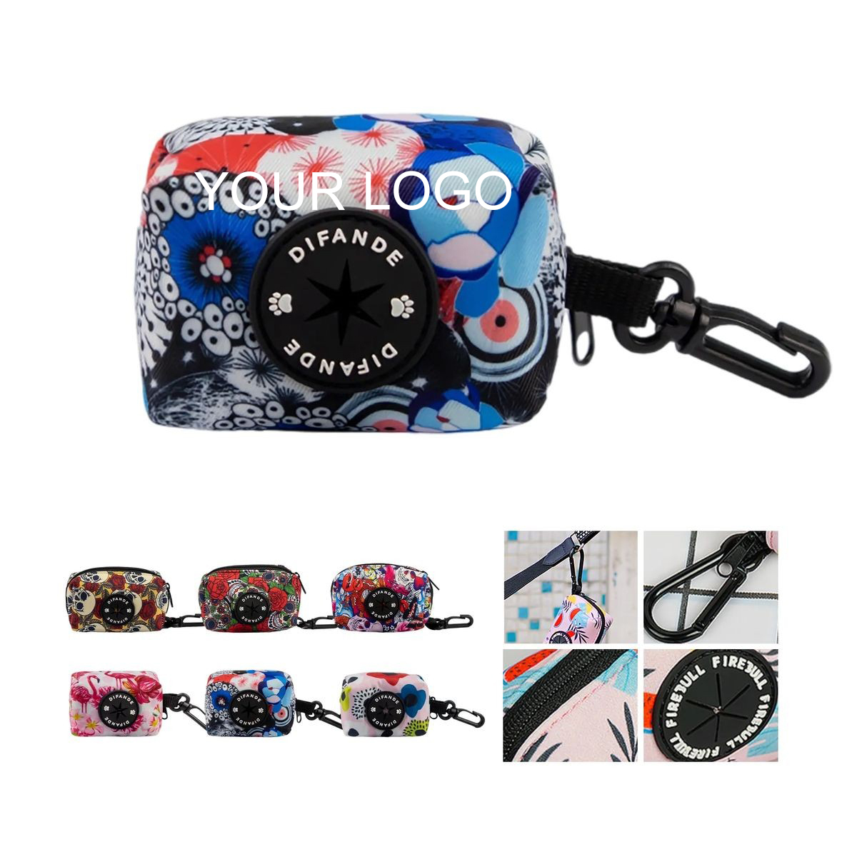 Pet Waste Bag Dispenser 3.5" x 2" x 2" with Rotating Clip and Custom Logo 4