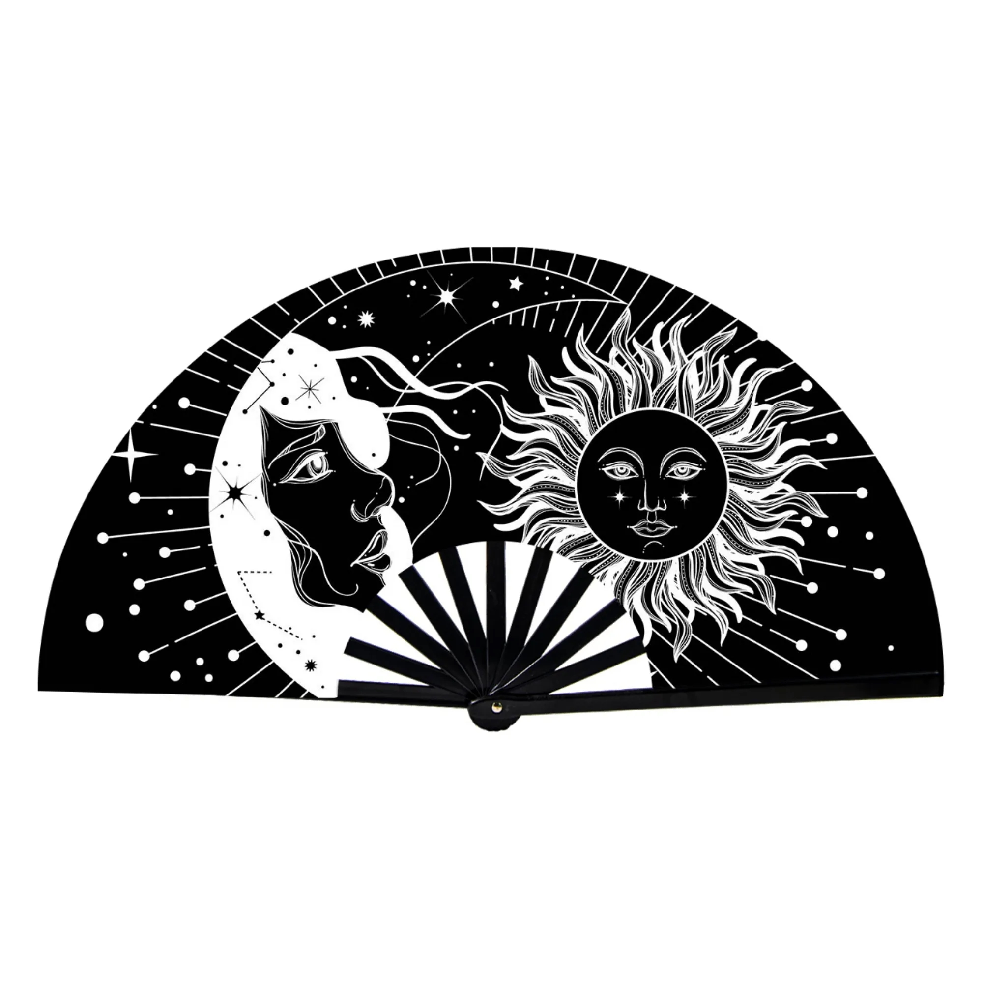 Sun And Moon Rave Folding Fan For Festival Dance 20